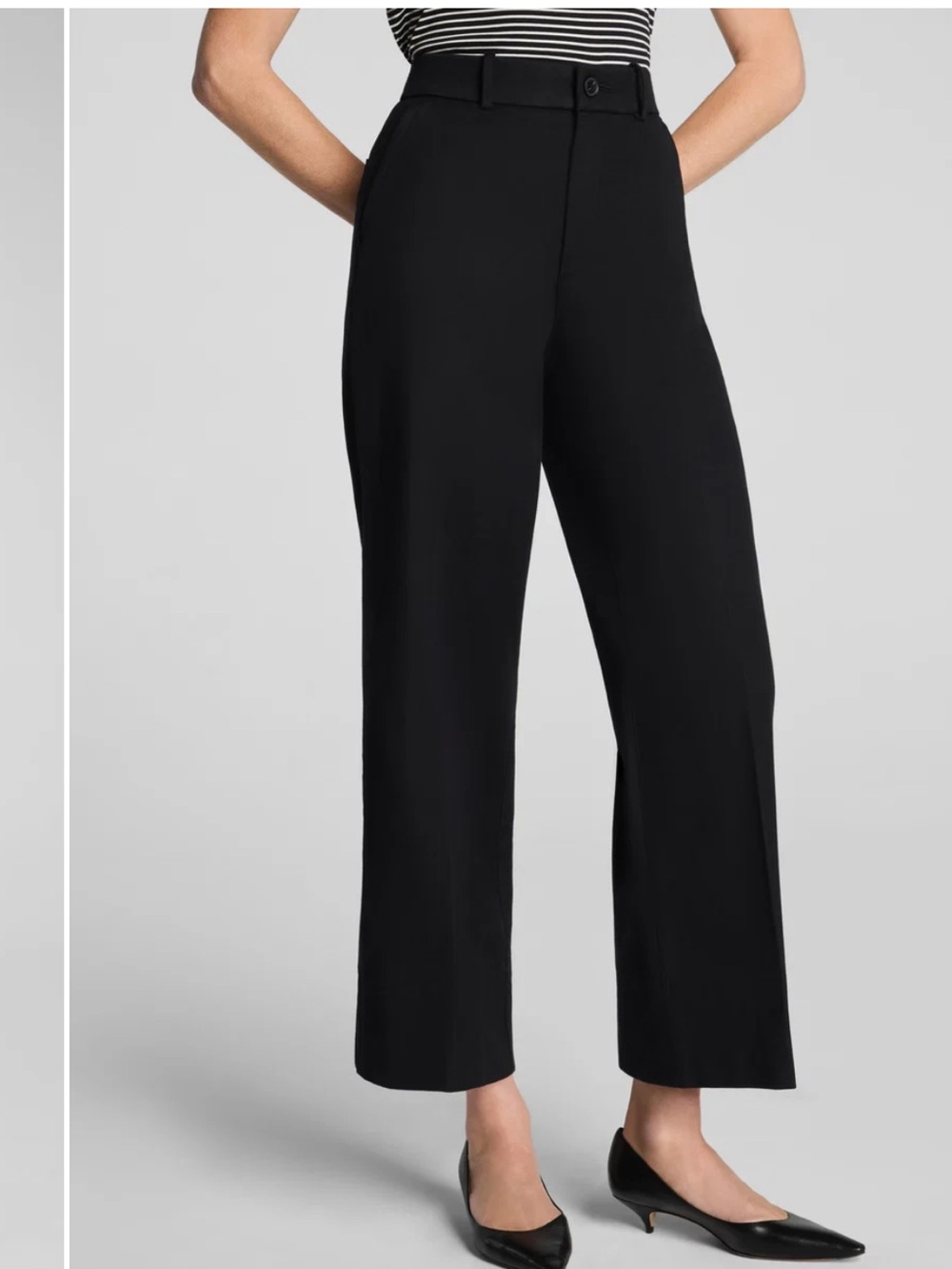 SPANX Black Cropped Wide Leg Pant Dress Pants